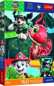 Puzzle Tlapková patrola/Paw Patrol Dino Movie 27,5x41cm 160 dílků + plakát v krabici 19x29x4cm