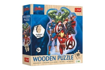 Puzzle dřevěné nepravidelné tvary Avengers 50 dílků 19,7x26,6cm v krabici 20x20x6cm
