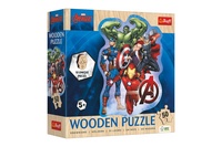 Puzzle dřevěné nepravidelné tvary Avengers 50 dílků 19,7x26,6cm v krabici 20x20x6cm