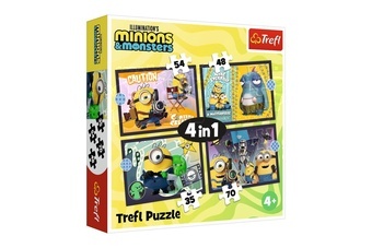 Puzzle 4v1 Nová dobrodružství Mimoňů 28,5x20,5cm v krabici 28x28x6cm