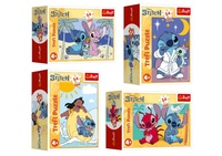 Minipuzzle Stitchova dobrodružství 54 dílků 4 druhy v krabičce 6x9x4cm 40ks v boxu