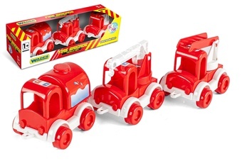+Auto hasiči Kid Cars 3ks plast 10cm v krabičce 30x8x10cm 12m+ Wader