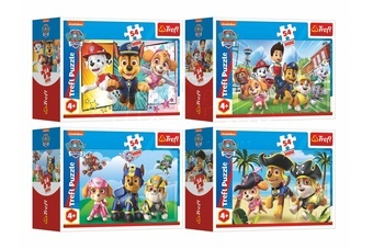 Minipuzzle 54 dílků Paw Patrol/Tlapková Patrola 4 druhy v krabičce 9x6x3cm 40ks v boxu