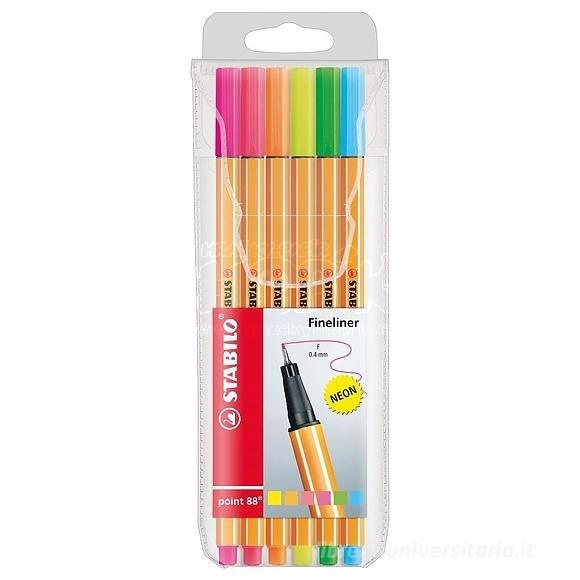 Sada Fineliner Stabilo point 88 6ks Neon 0,4mm