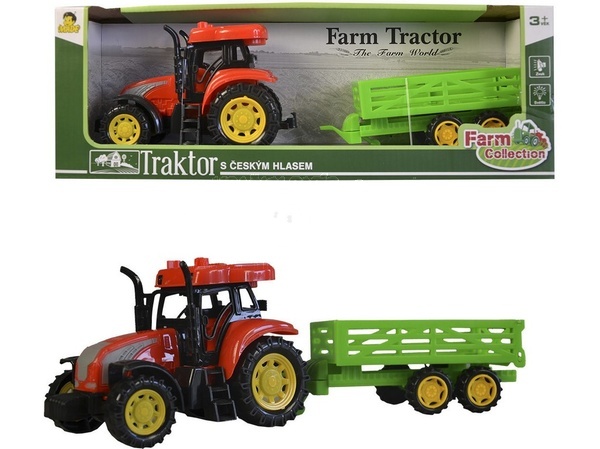 Traktor plastový s přívěsem 33cm na setrvačník s českým zvukem