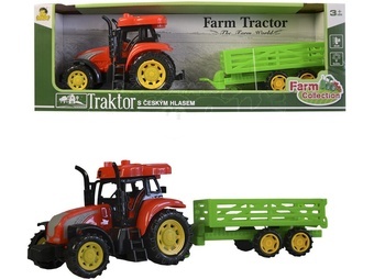 Traktor plastový s přívěsem 33cm na setrvačník s českým zvukem