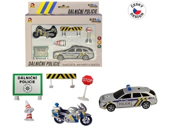 Sada dálniční policie auto a motorka