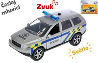 Mikro Trading Auto policie 11cm kov zpětný chod na baterie česky mluvící se světlem