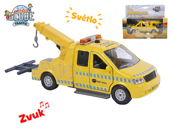 Odtahový vůz na zpětný chod na baterie se světlem a zvukem kov 16cm