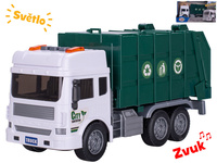 Auto popelářské 28cm na setrvačník na baterie se světlem a zvukem v krabičce