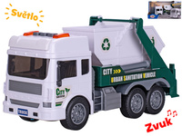 Auto popelářské kontejner 28cm na setrvačník na baterie se světlem a zvukem v krabičce