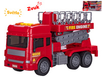 Auto hasiči plošina 28cm na setrvačník na baterie se světlem a zvukem v krabičce