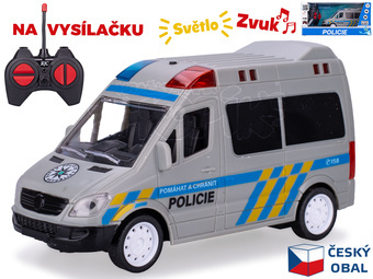 R/C auto policie CZ 17cm 27MHz plná funkce na baterie se světlem a zvukem v krabičce
