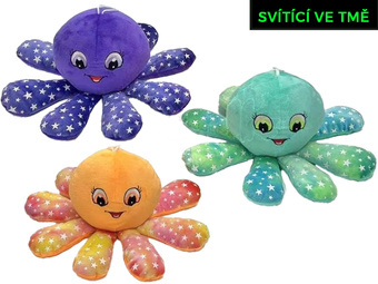 Chobotnička plyšová 10cm svítící ve tmě 3barvy 0m+