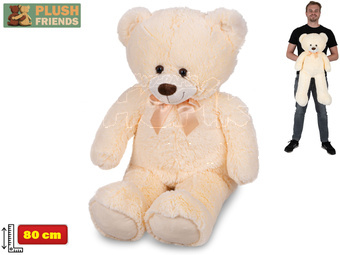 Plush Friends medvěd plyšový 80cm béžový s mašlí 0m+