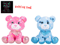 Medvídek plyšový 20cm sedící s šátkem svítící ve tmě 2barvy 0m+