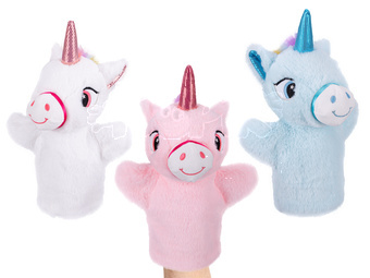 Jednorožec maňásek plyšový 25cm svítící ve tmě 3barvy 0m+