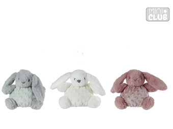 Mini Club zajíček plyšový 16cm s texturou s chrastítkem 3barvy 0m+