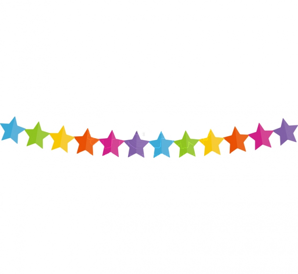 Girlanda papírová Hvězdy barevná 360x18x18cm