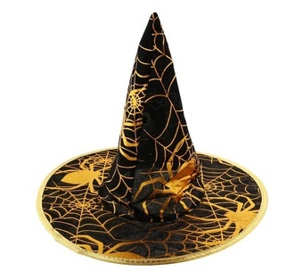 Párty čarodějnický klobouk se zlatou pavučinou