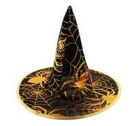 Párty čarodějnický klobouk se zlatou pavučinou