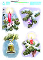 Vánoční adh.nálepky 35x25 - Barevné svíčky a zvonky