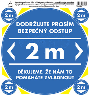 Polep na podlahu BEZPEČNÝ ODSTUP 2 m - modrá