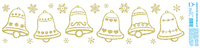 Okenní dekorace Vánoční adhezivní nálepky Zvonky zlaté s glitry