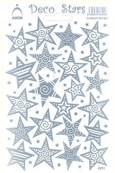 Samolepky Stříbrné dekorační hvězdy tatto - Deco Stars 12x18cm