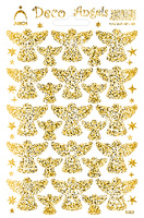 Samolepky Zlatí glitroví dekorační andílci 12x18cm Deco Angels