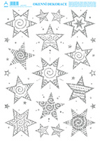 Vánoční adh.nálepky s glitry 25x35 - Hvězdičky 2 Stříbrné
