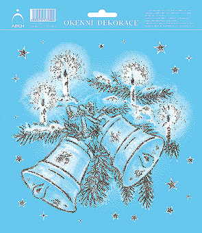 Vánoční adh.nálepky s glitry 20x23 - Zvonky