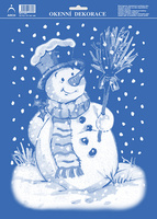 Vánoční adh.nálepky 50x35 - Velký sněhulák bílý