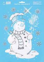 Vánoční adh.nálepky s glitry 25x35 - Malý sněhulák