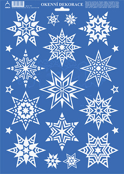 Vánoční adh nálepky 35x25 - Velké hvězdy bílé