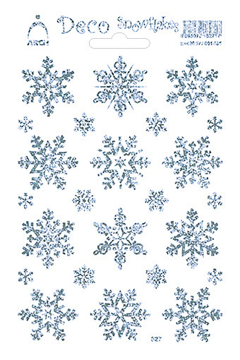 Samolepky Zlaté Glitrové Sněhové vločky Velké - Deco Snowflakes 12x18cm