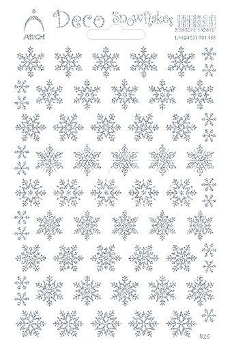 Samolepky Stříbrné Glitrové Sněhové vločky - Deco Snowflakes 12x18cm