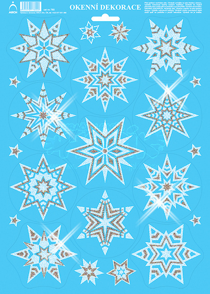 Vánoční adh.nálepky s glitry 25x35 - Velké hvězdy