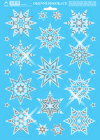 Vánoční adh.nálepky s glitry 25x35 - Velké hvězdy