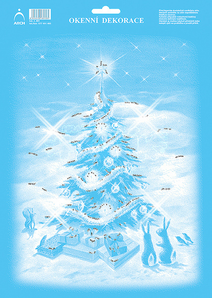 Vánoční adh.nálepky s glitry 25x35 - Vánoční strom
