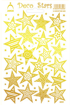 Samolepky vánoční Holografické dekorační hvězdy zlaté