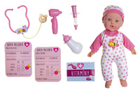 Miminko nemocné měkké tělo 36cm s doplňky se zvukem a světlem