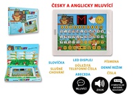 Naučný tablet moudré sovy dvojjazyčný CZ+AJ plastový na baterie se zvukem