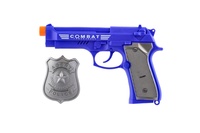 Pistole policejní 20cm plast s odznakem na baterie se zvukem se světlem na kartě