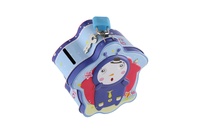 Pokladnička plechová se zámkem 10x6cm 4 barvy v sáčku