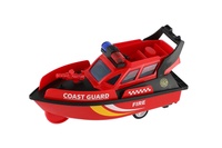 Loď/Člun záchranářský plast 14cm na setrvačník 4 druhy 12ks v boxu