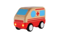 Auto ambulance dřevo 11cm na setrvačník se světlem a zvukem různé druhy