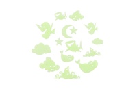 Zvířátka nalepovací na zeď/strop plast svítící ve tmě plast 3 druhy na kartě 15x32,5cm