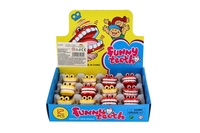 Zuby skákací na natažení plast 5cm 2 barvy 12ks v boxu