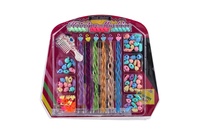 Sada korálků a copánků na vlasy plast mix druhů na kartě 30x26x3cm